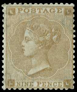 1862 9d Bistre Pl.2. Very fine and fresh mint