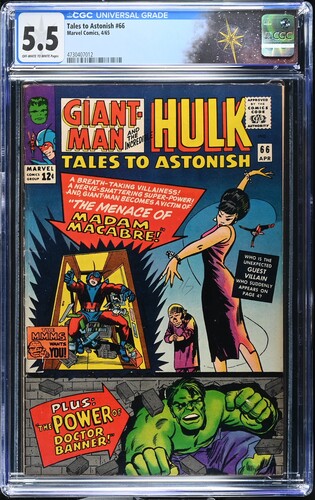 Tales to Astonish #66 CGC 5.5 Stan Lee story, Kirby, Powell and Giacoia cover (Marvel Comics, 1965) Off-white to white pages