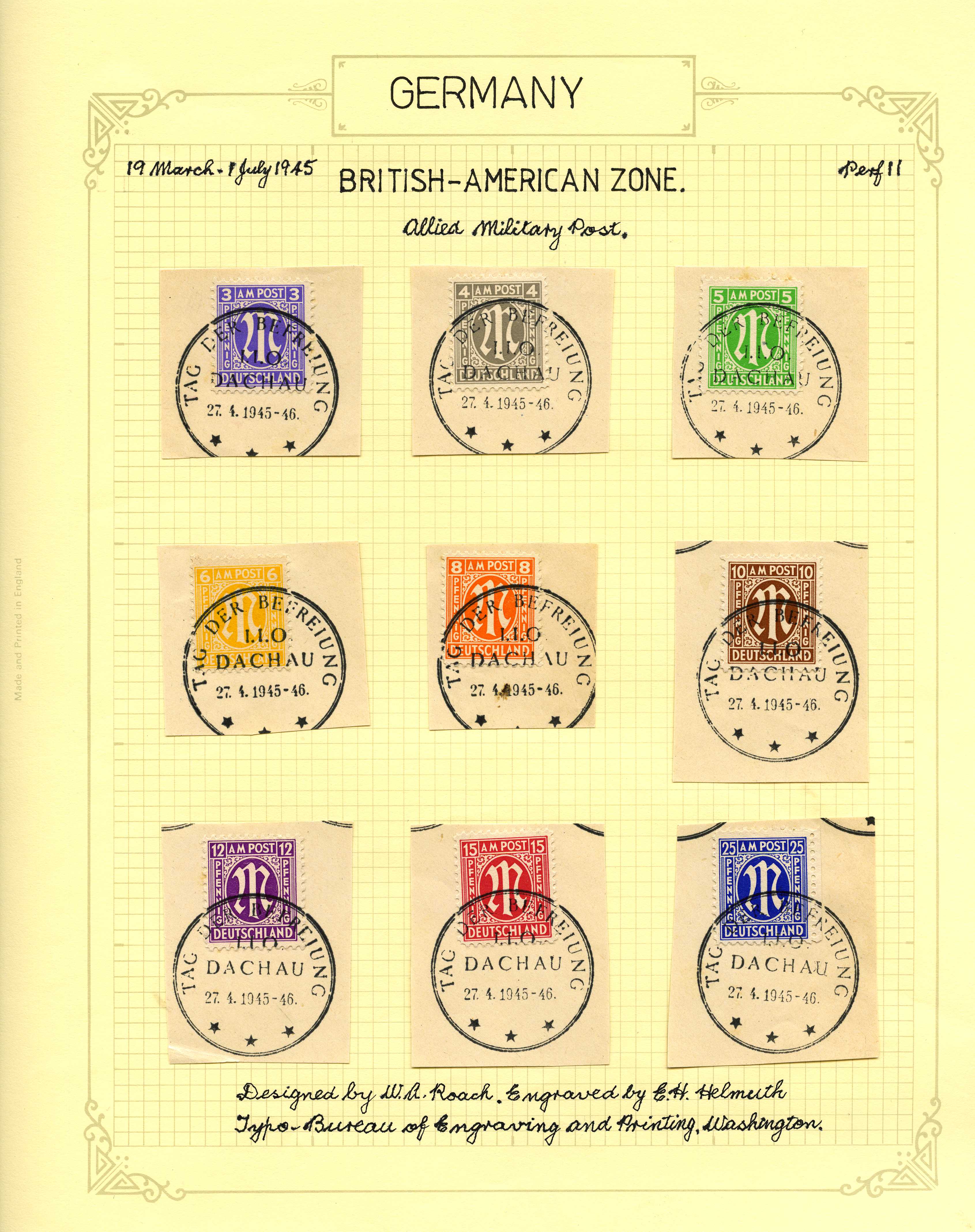 BRITISH-AMERICAN ZONE: 1945-46 1pf to 80pf largely complete used selection