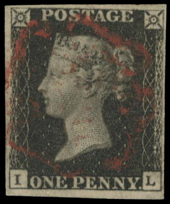 GB 1840 1d black Plate 5 (IL) light red Maltese Cross SG 2