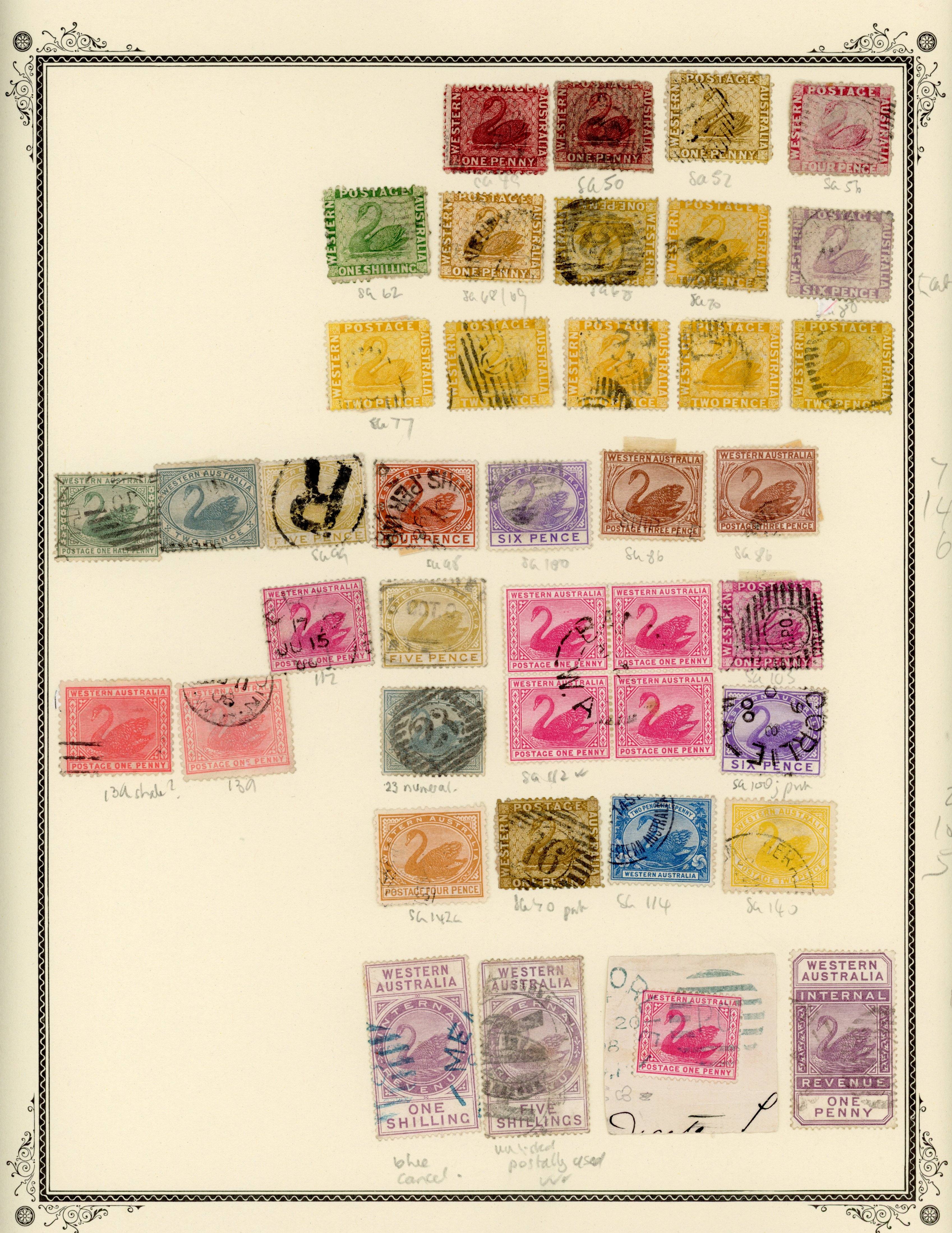 Australian States mostly used selection arranged on album leaves