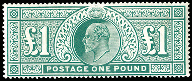 Great Britain 1902 £1 Dull blue green. Exceptionally fine and fresh well centred unmounted o.g. example printed by…