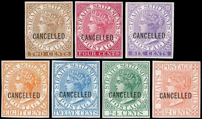 1867-8 2c -24c, 32c imperforate Plate Proofs on thick wove paper, ungummed and unwatermarked, in issued colours,...