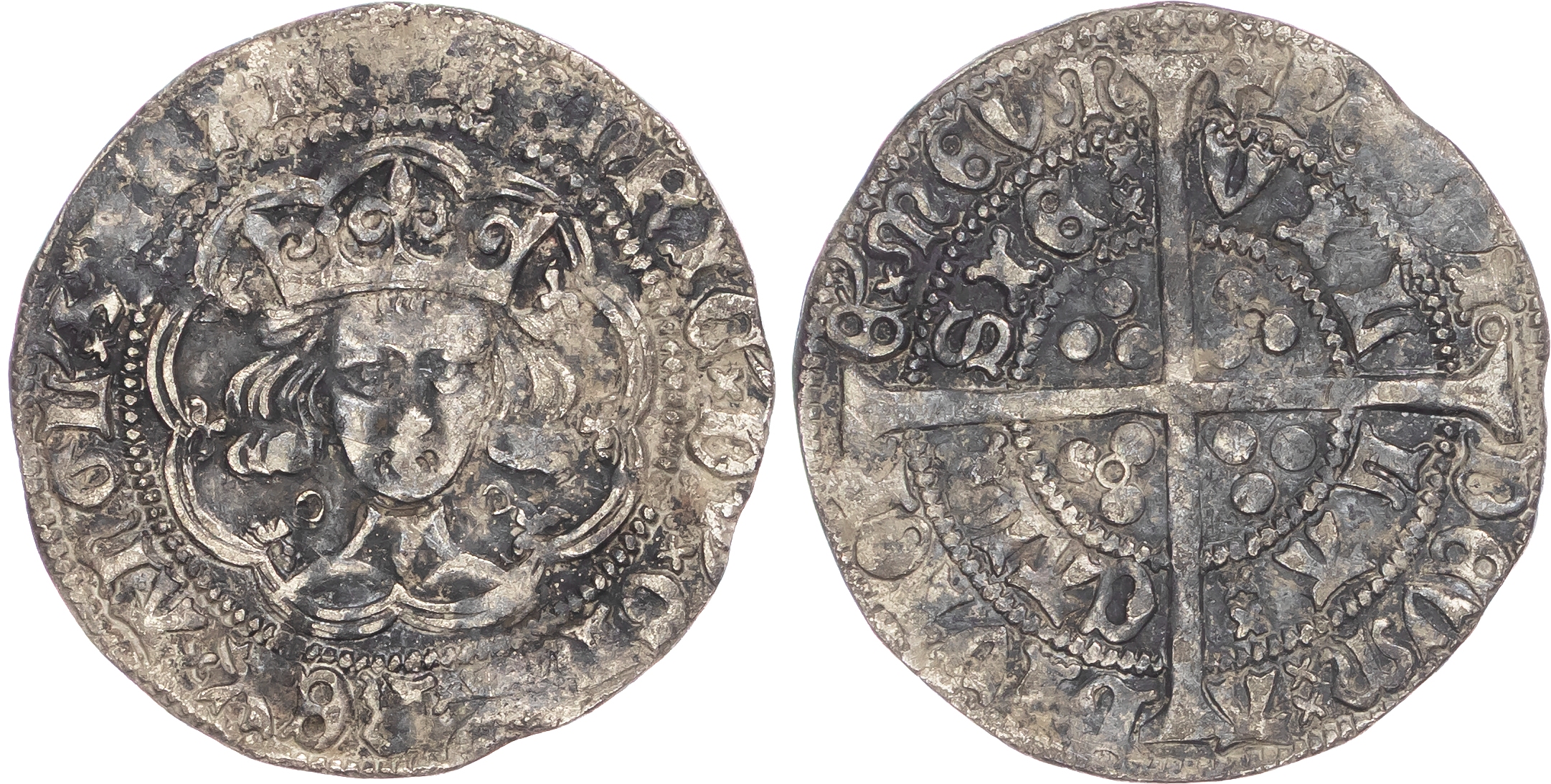 Henry VI (First Reign, 1422-1461), AR Groat, Annulet Issue (1422-1430), Calais mint, mm. pierced cross.