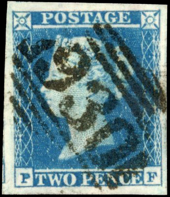 GB 1841-51 2d blue with 1844 type ‘930’ barred numeral postmark