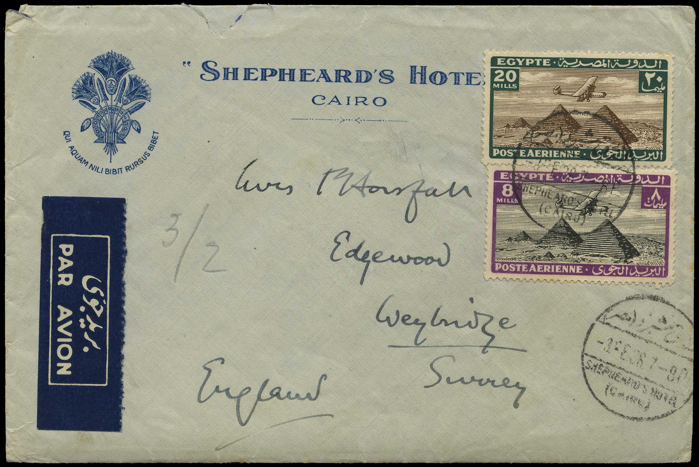 1936 illustrated hotel cover with content sent...