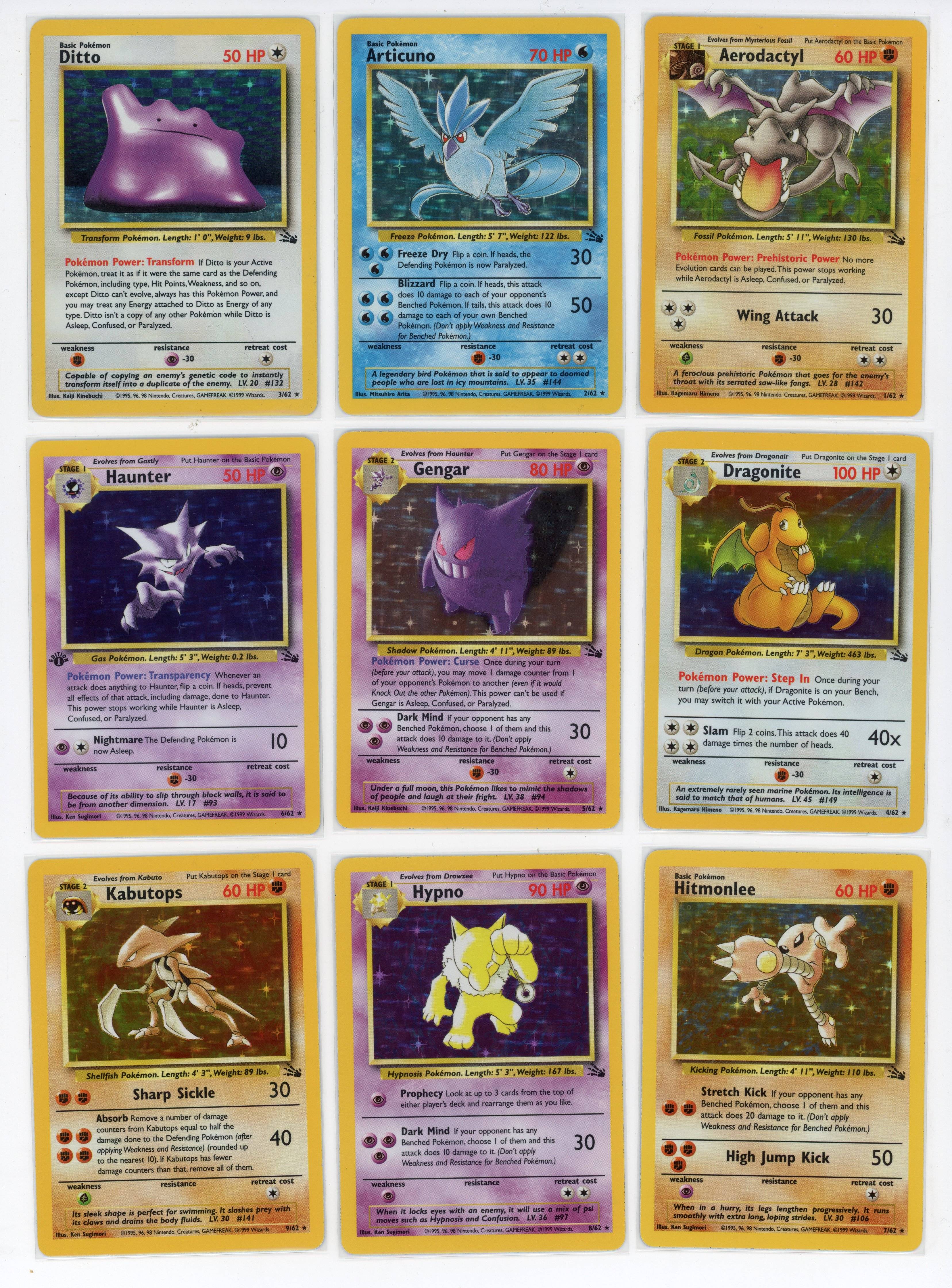 Complete Fossil Set 63/63 - 1st Edition and Unlimted Combination 