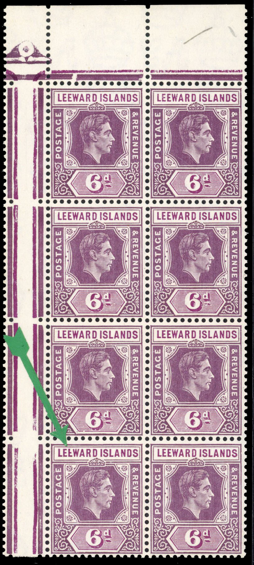 Leeward Islands SG 109ba block mint