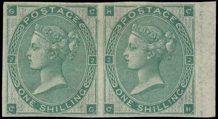1862-64 1/- green Plate 2 (CG-CH)...