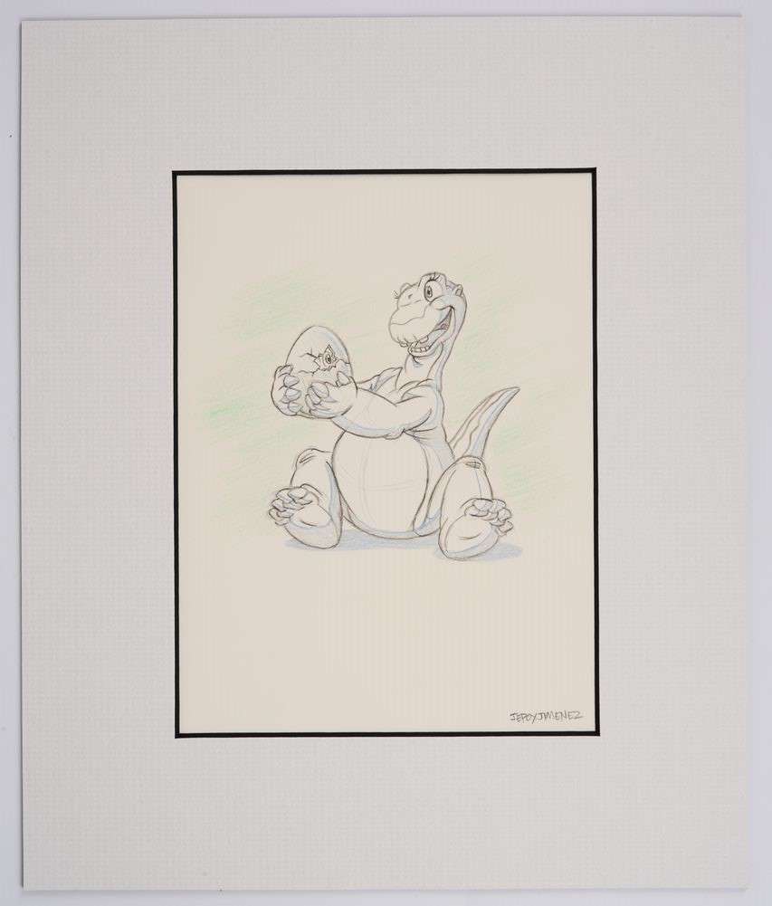 Jeffrey Jimenez Original Pencil Sketches of Little Foot and Piglet (Universal/Disney, 2004-08) Total 2