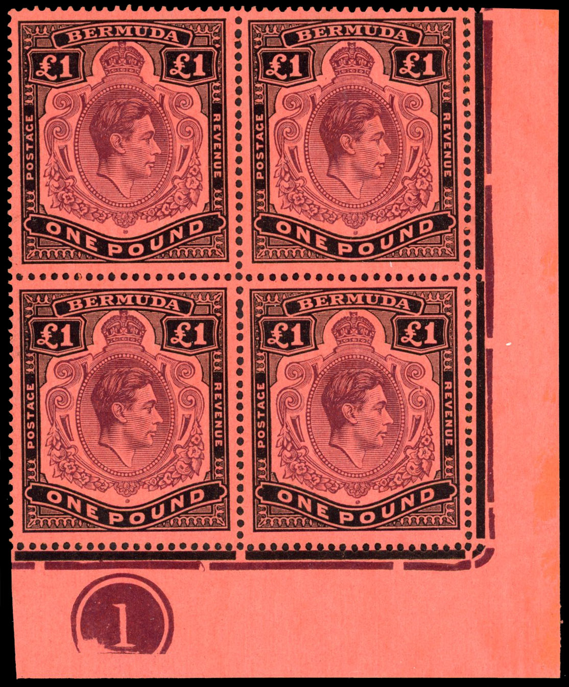 Bermuda SG 121c, ce Plate block mint