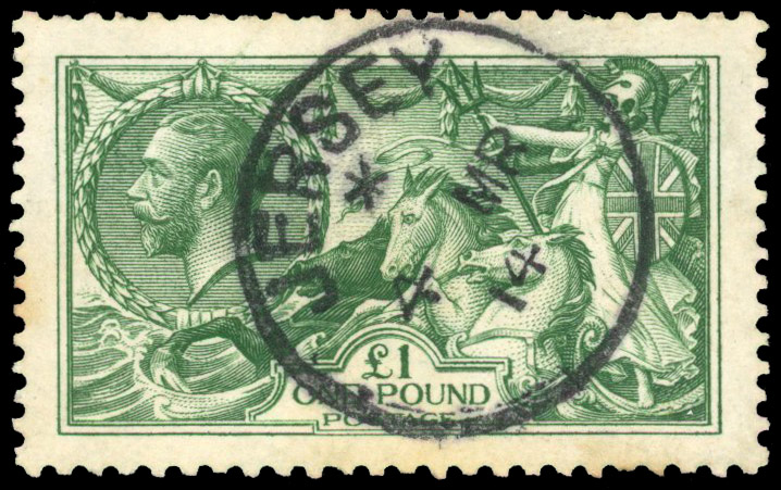1913 Waterlow £1 green, cancelled
