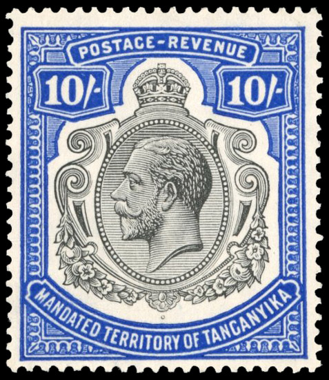 Tanganyika SG 106a 1927-31 10/- ordinary paper mint