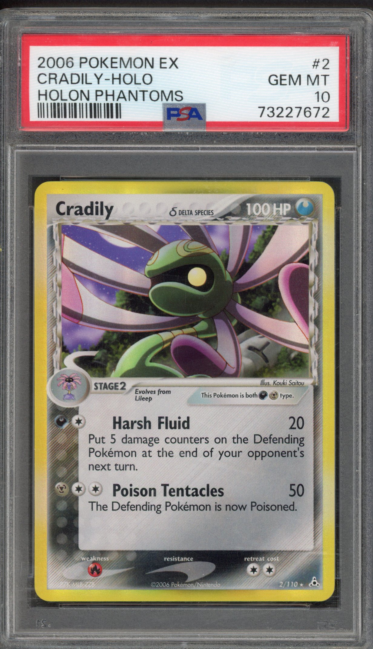 PSA 10 Cradily - EX Holon Phantoms - 2006