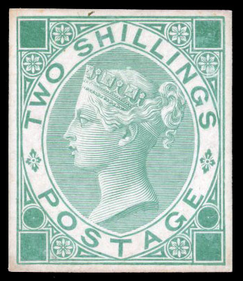 1867 2s Die proof in green for Paris Exhibition