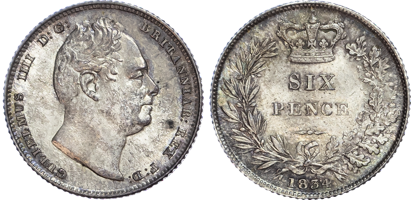 William IV (1830-37), Sixpence, 1834.