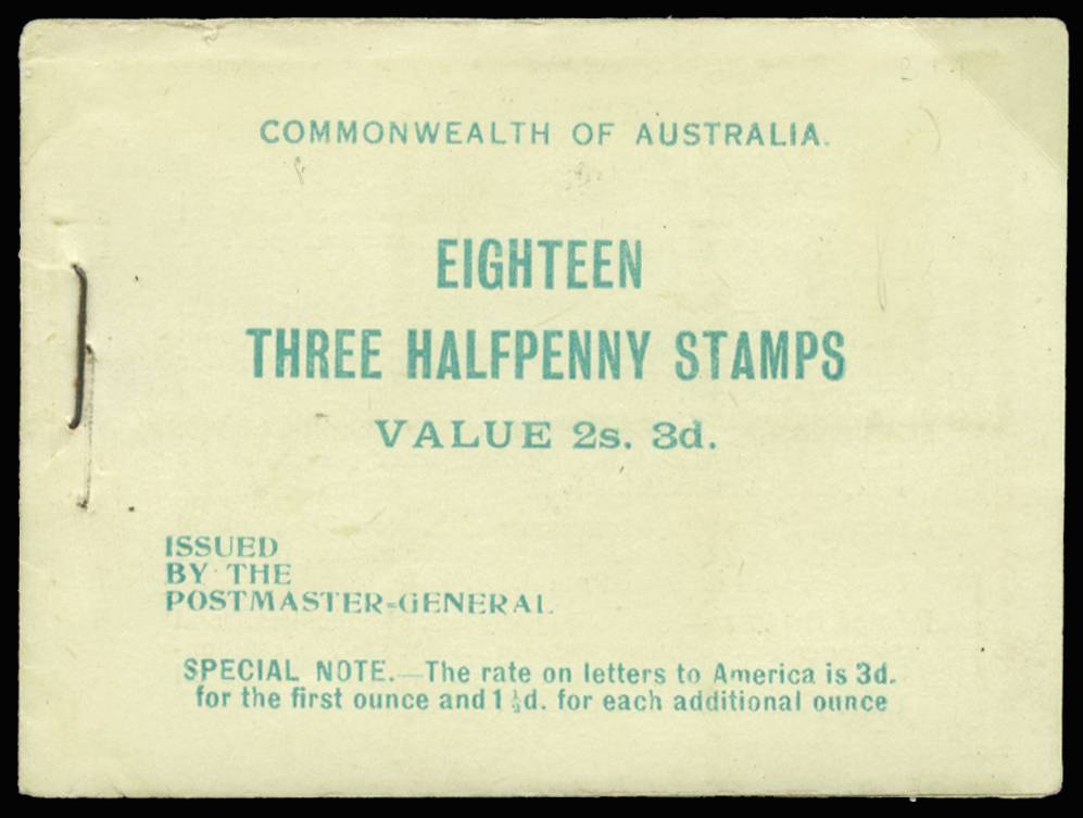 AUSTRALIA SG SB15b 1923-24 2s3d BOOKLET GREEN ON PALE GREEN