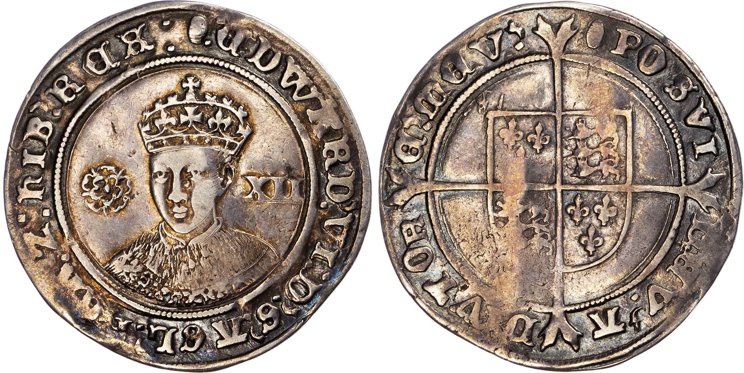 Edward VI (1547-1553), AR Shilling 6.05gm., Third period, Fine Silver issue, mm. Tun.