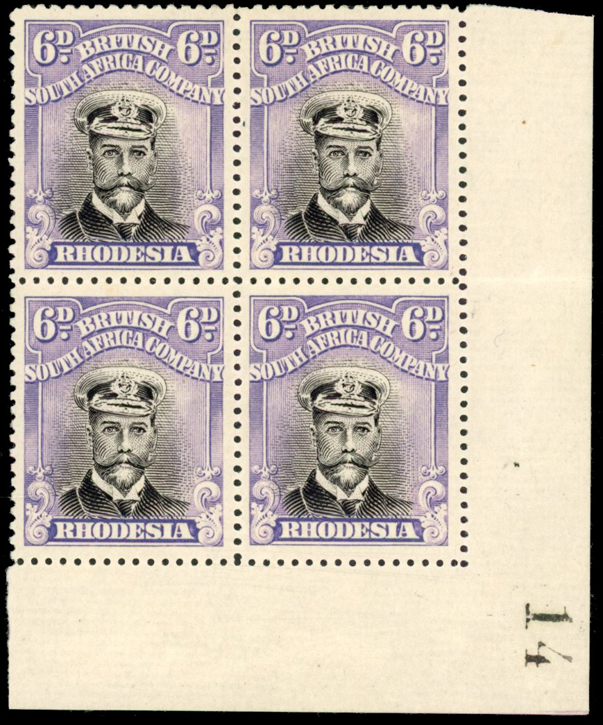 Rhodesia 6d SG 314 corner block mint