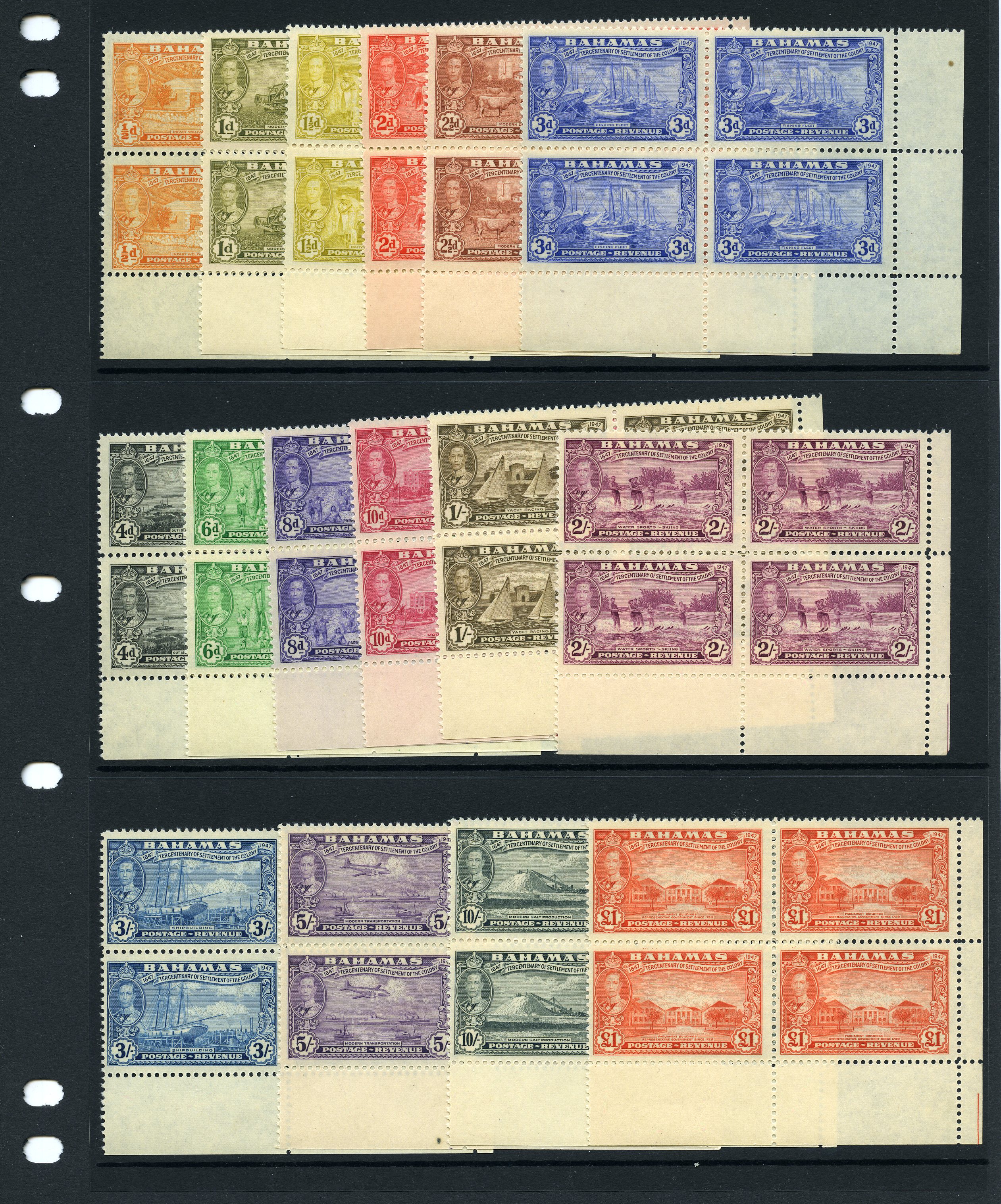 1948 ½d to £1 Tercentenary of Settlement set...
