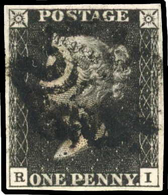 1840 1d black, plate 7 (RI), good even margins, cancelled