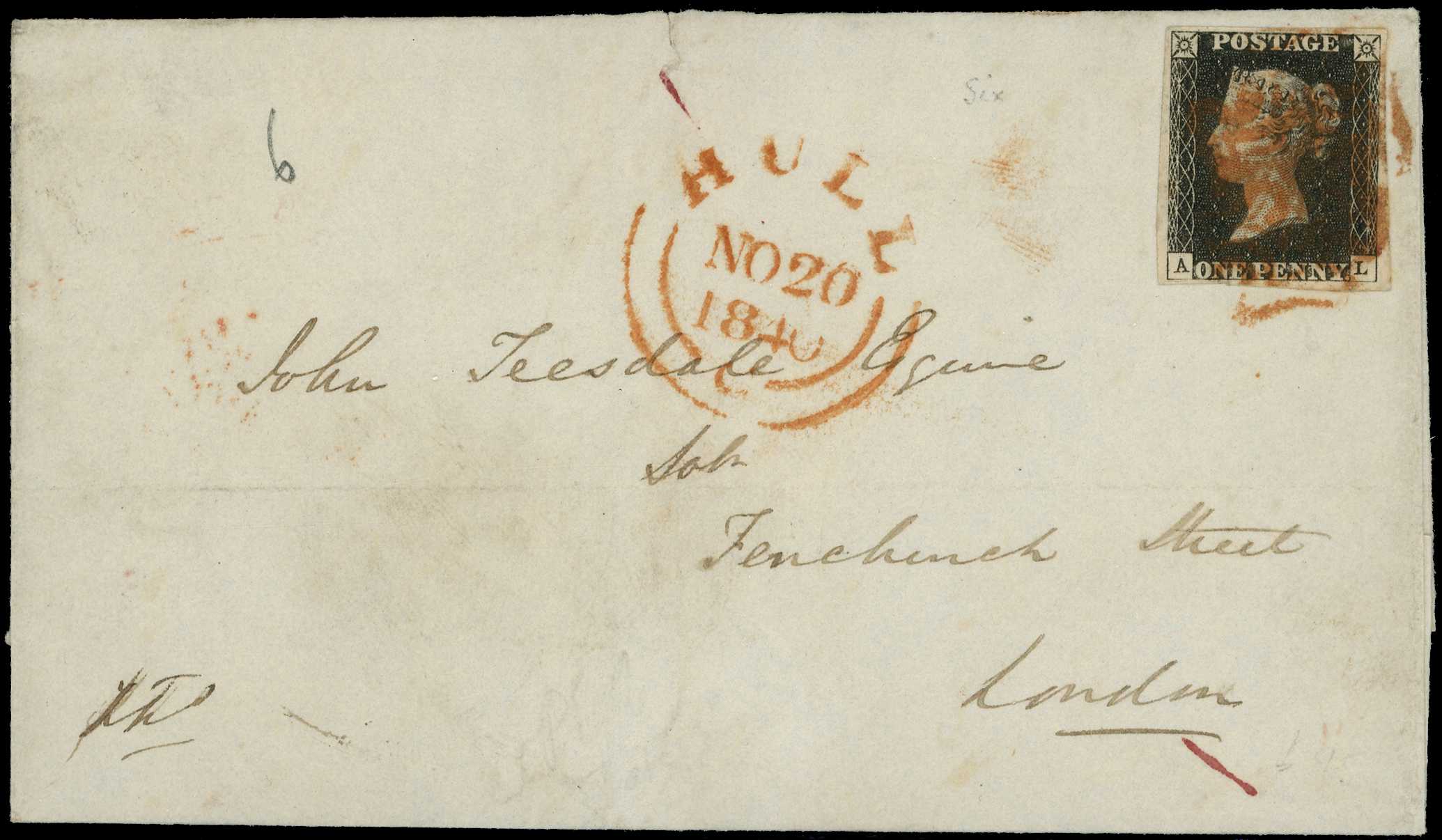 1840 1d black, Plate 6 (AL), good to...