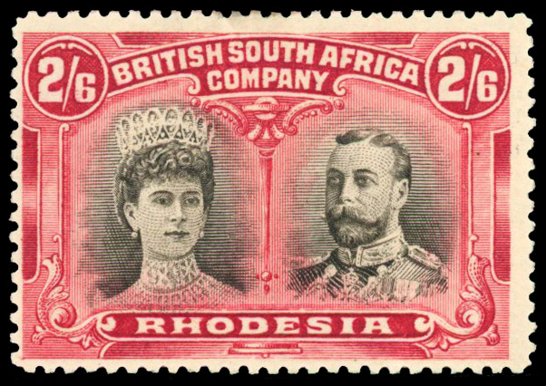 RSC unlisted 2s6d greyish sepia and deep bright scarlet, mint