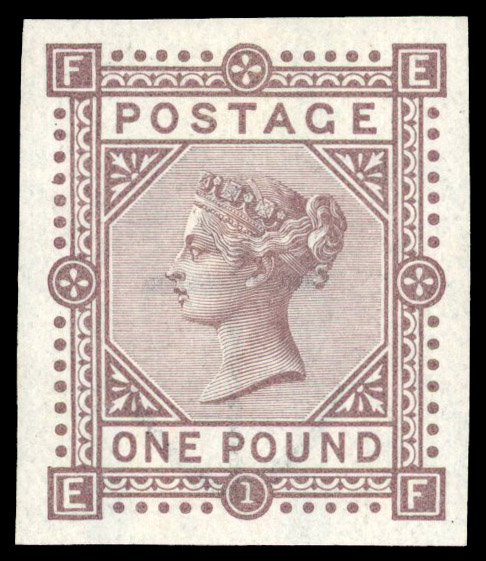 1882 £1 Brown-lilac Pl.1 (Wmk. Large Anchor on slightly blued paper). Imprimatur