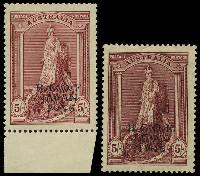 1946 5/- on both thick and thin papers,...