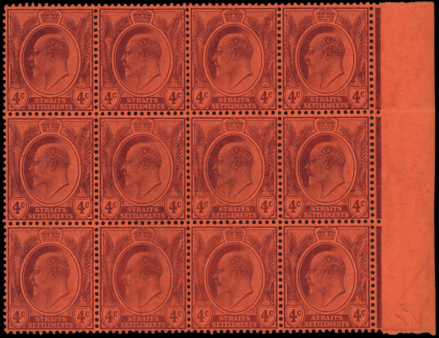 Straits Settlements SG 129 block...