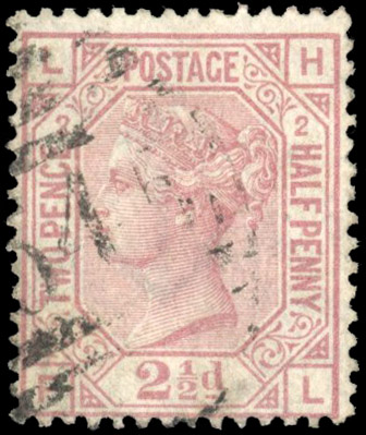 GB 1873-80 2½d rosy mauve Plate 2, with error of lettering LH-FL used, SG 140