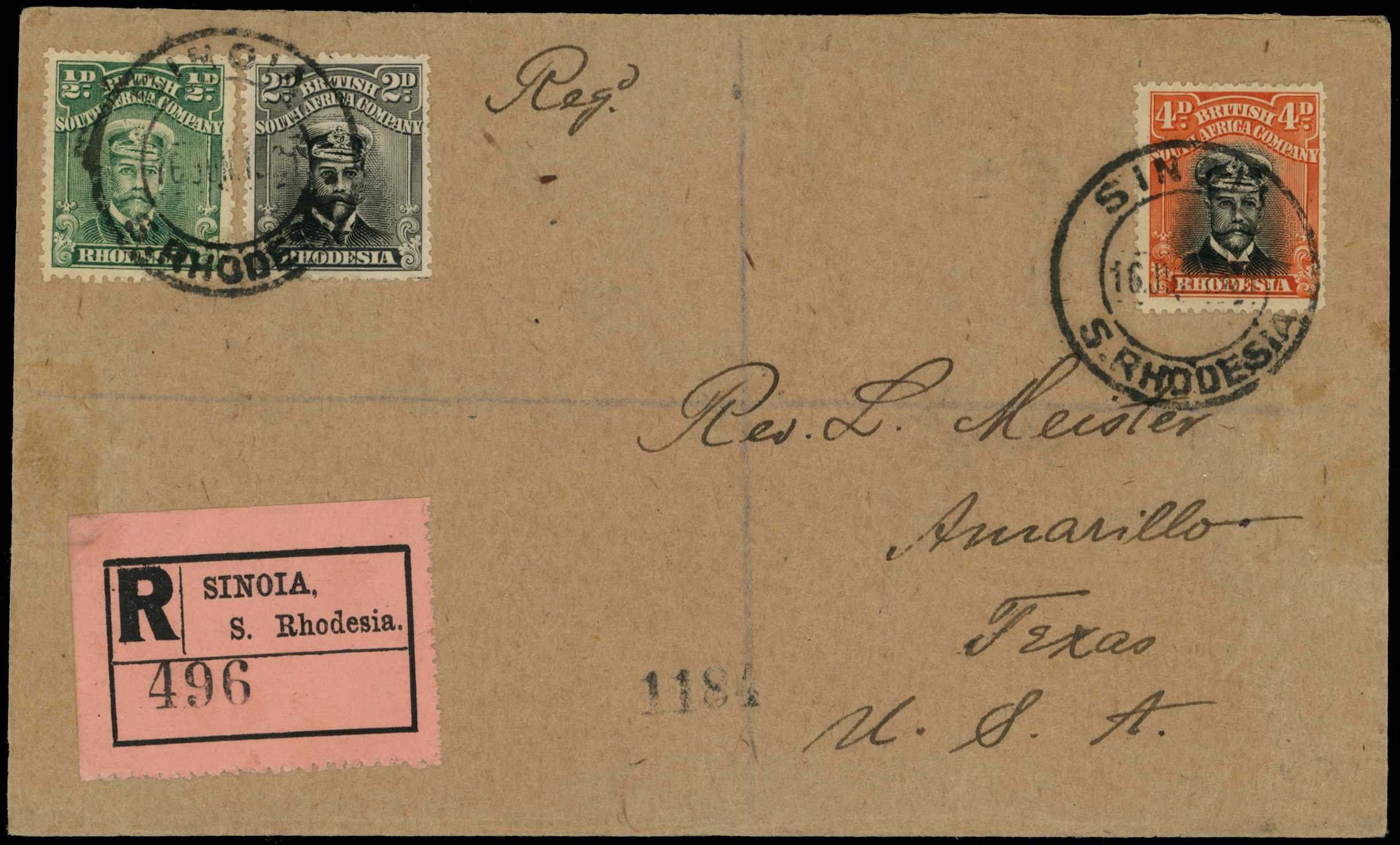 Usages. 1921 registered cover from Sinoia...
