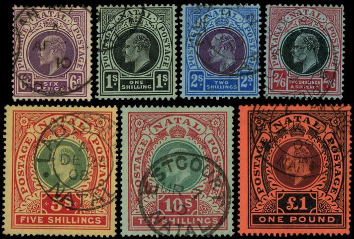 1908-9 POSTAGE POSTAGE  set of seven, fine used.  SG 165-171,...