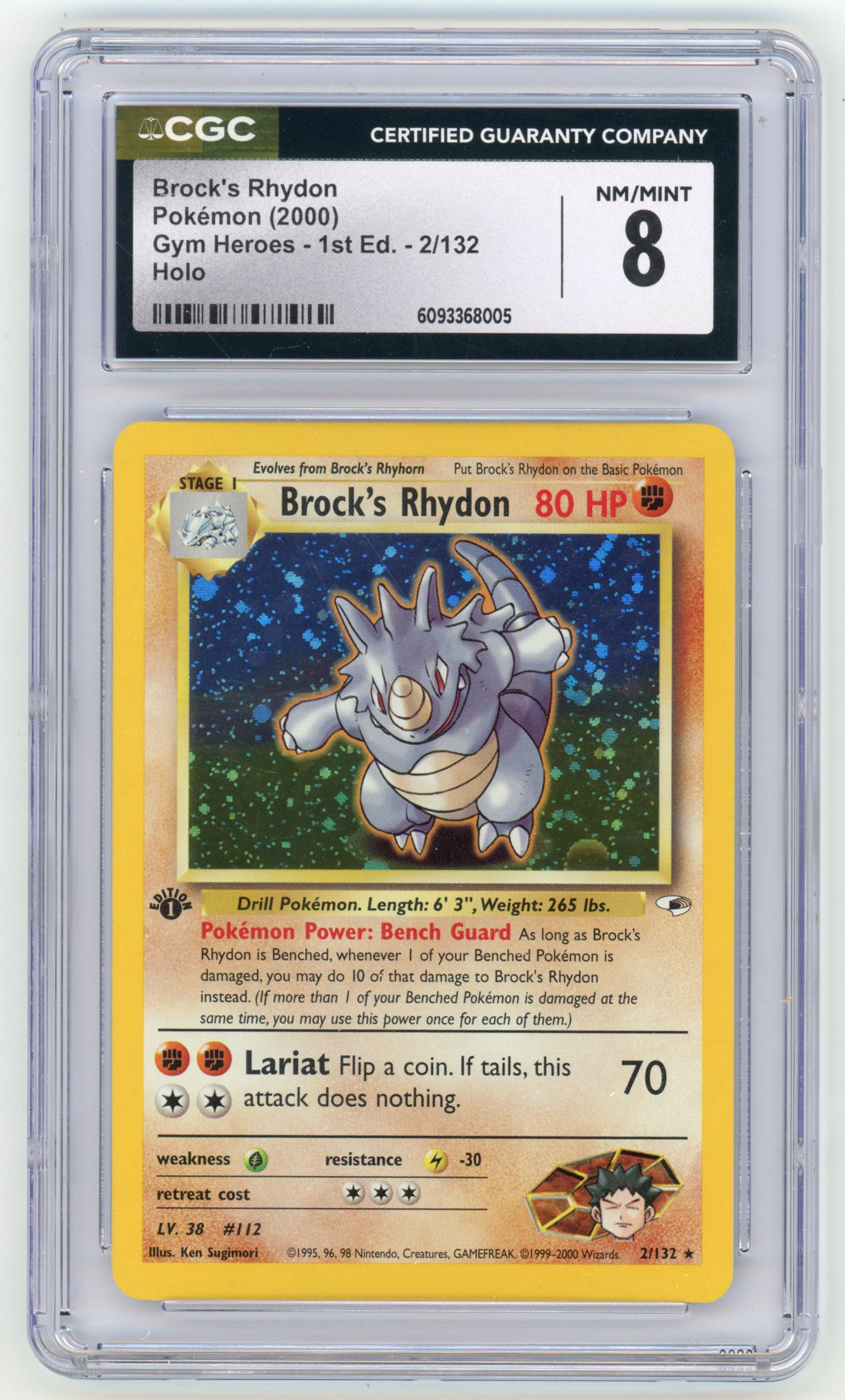 CGC 8 Brock's Rydon #2 Holo 1st Edition - Gym Heroes