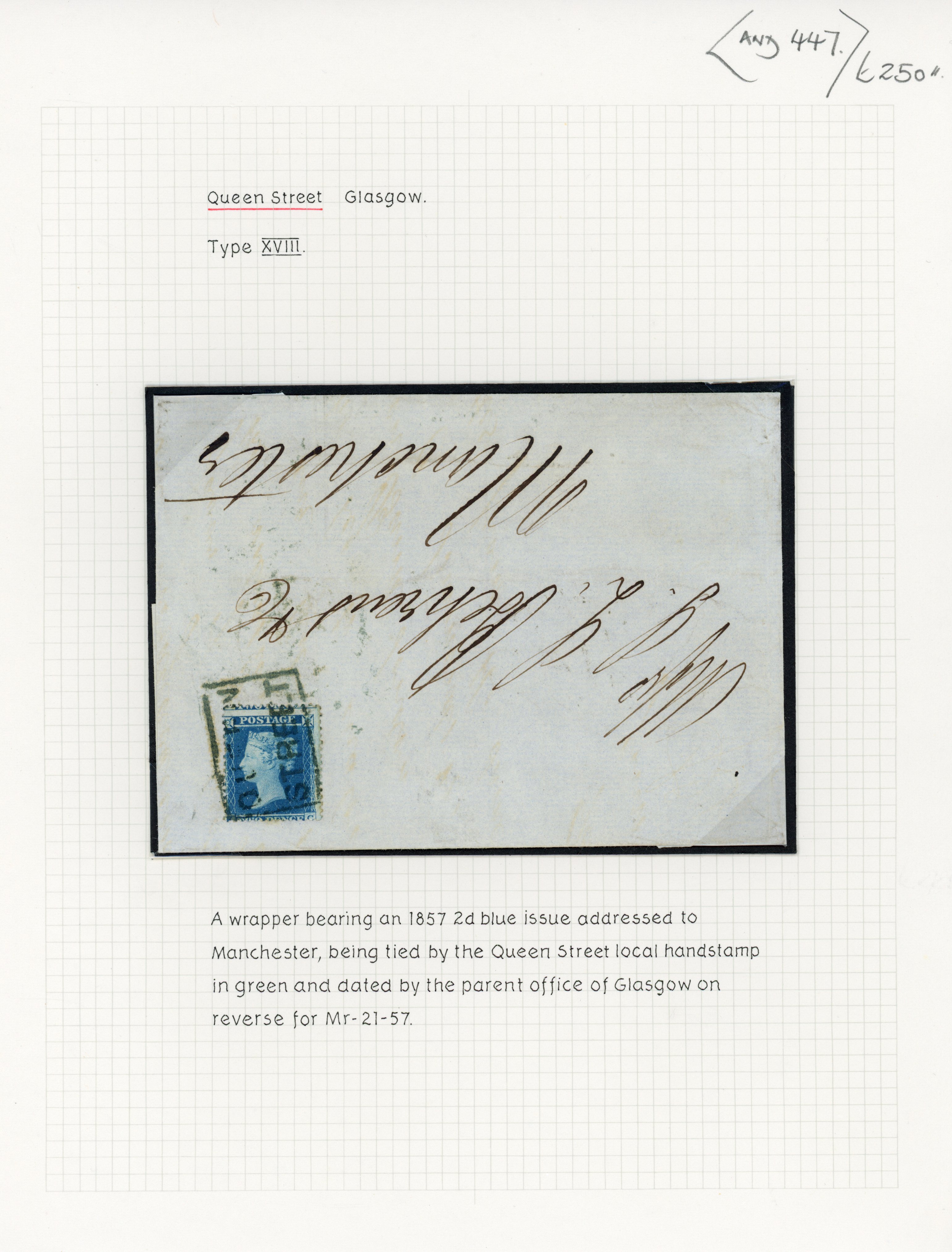 GB 1857 entire with type XVIII "Queen Street" Scots local