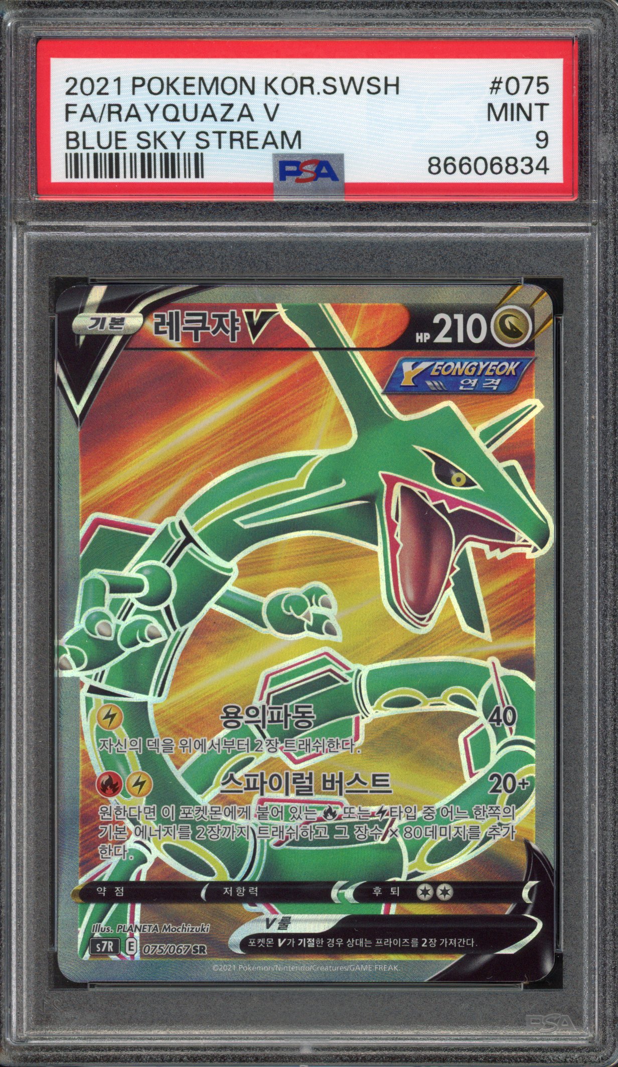 Pokémon TCG - PSA 9 FA Rayquaza V - Blue Sky Stream 2021 