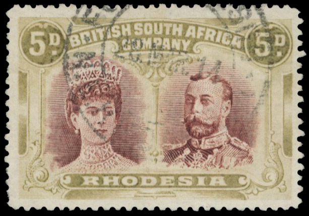5d lake-brown and yellow-olive RSC C, position 2 Queen's Thick Ear used