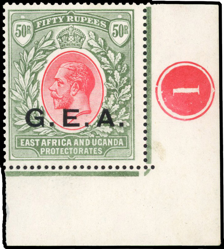 Tanganyika 1917-21 GEA 50r carmine and green unmounted