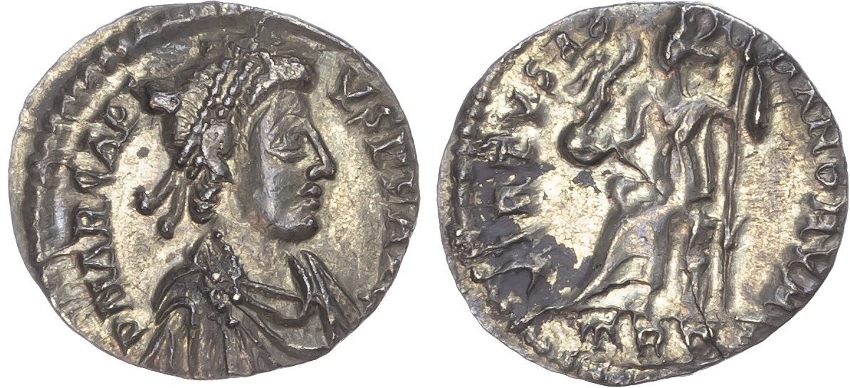Arcadius (AD 383-408) AR Siliqua, Trier, AD 392-395, 1.34g. 