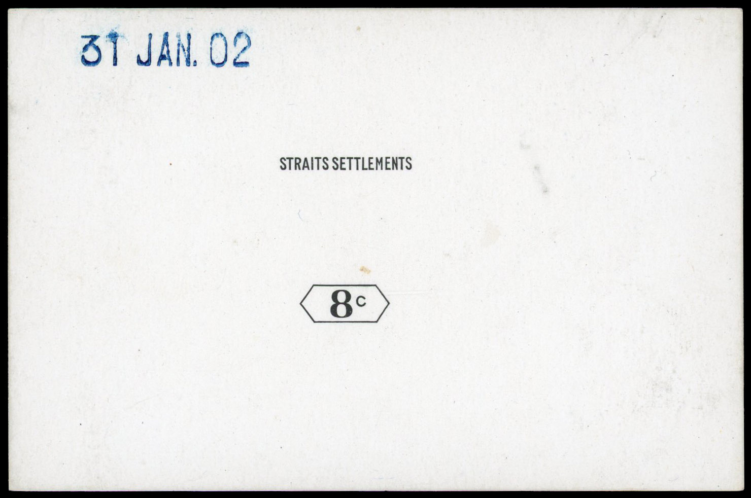 Straits Settlements 1902 8c name and duty plate die proof