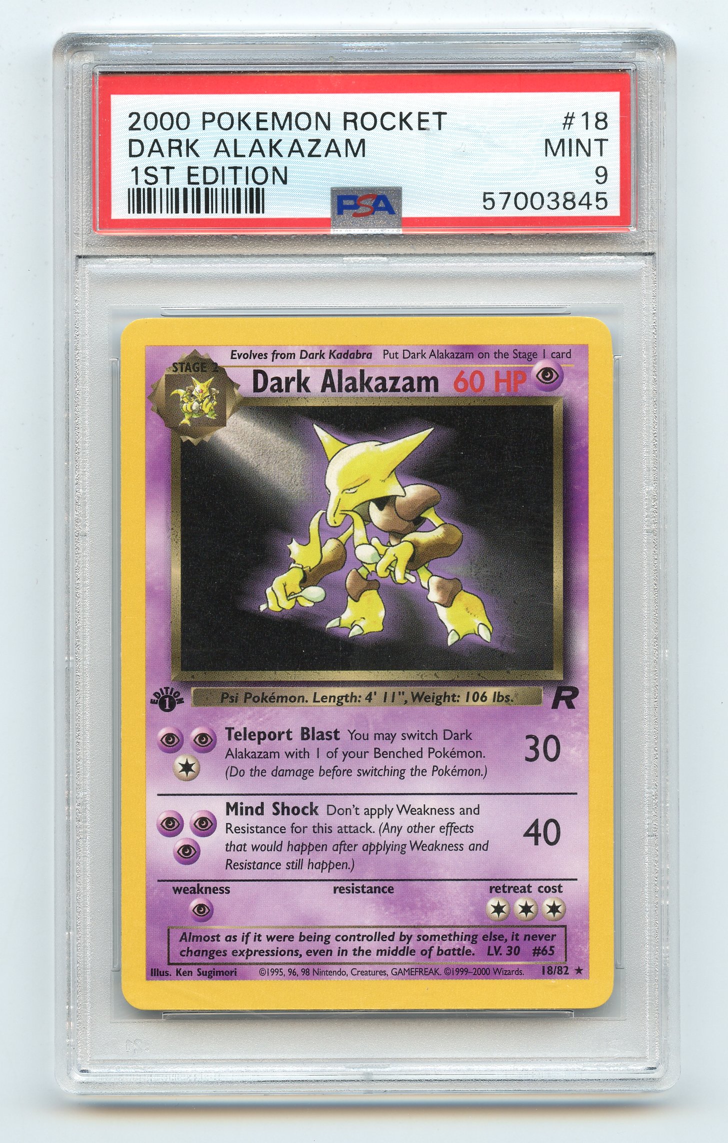 PSA 9 Dark Alakazam #18 1st Edition - Team Rocket