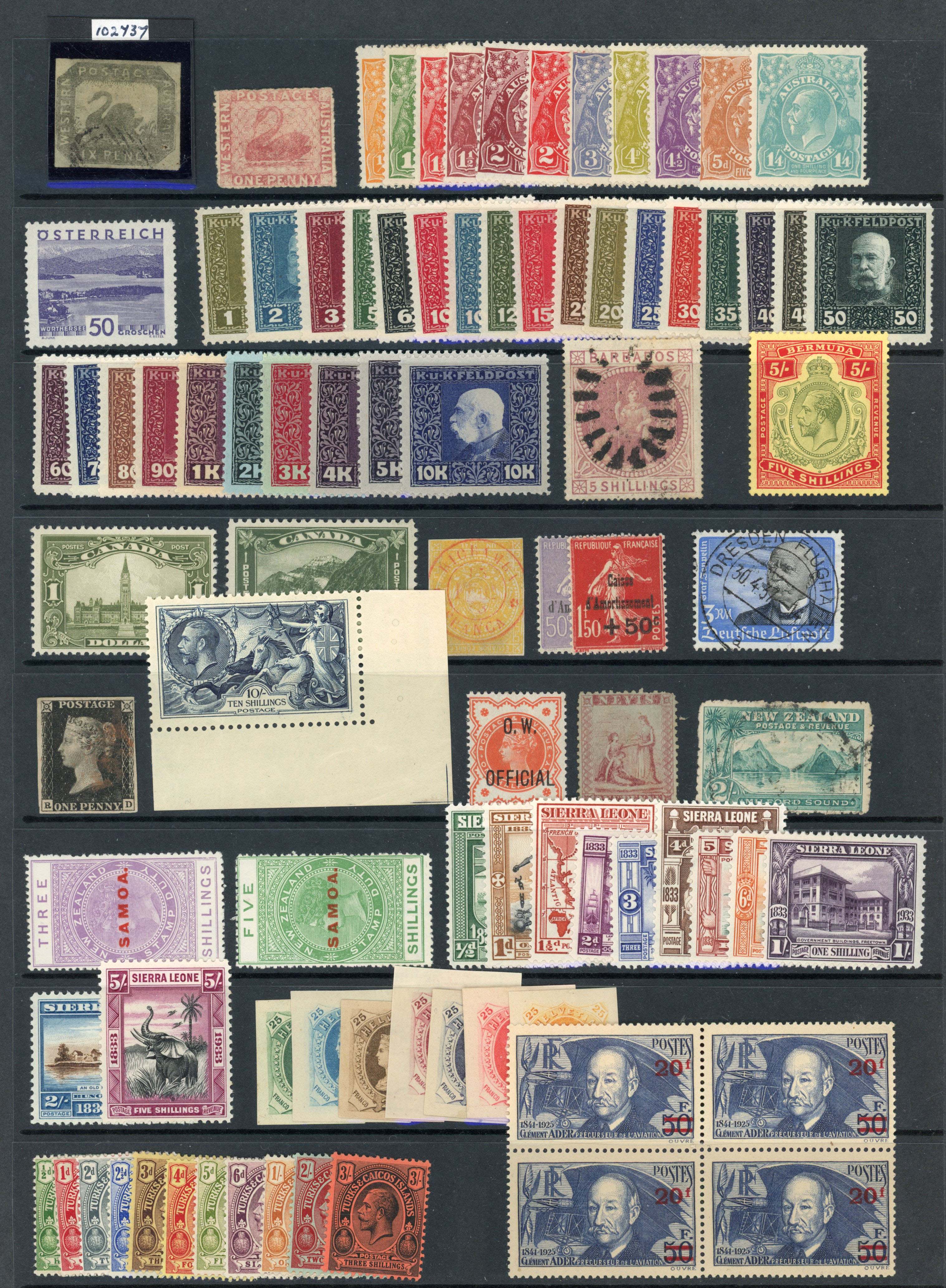 All World ex-investment portfolio mostly mint selection arranged on a Hagner sheet