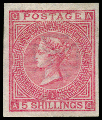 GB SG 126 1867 5s rose Plate 1 imprimatur