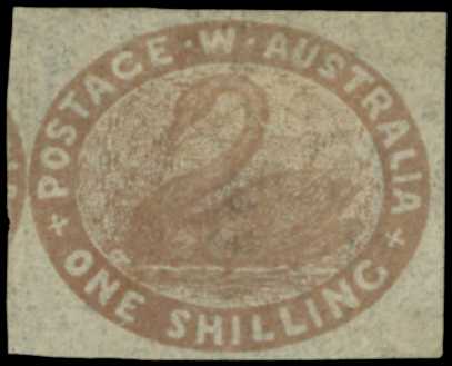 1854-55 1s pale brown, imperforate with good...