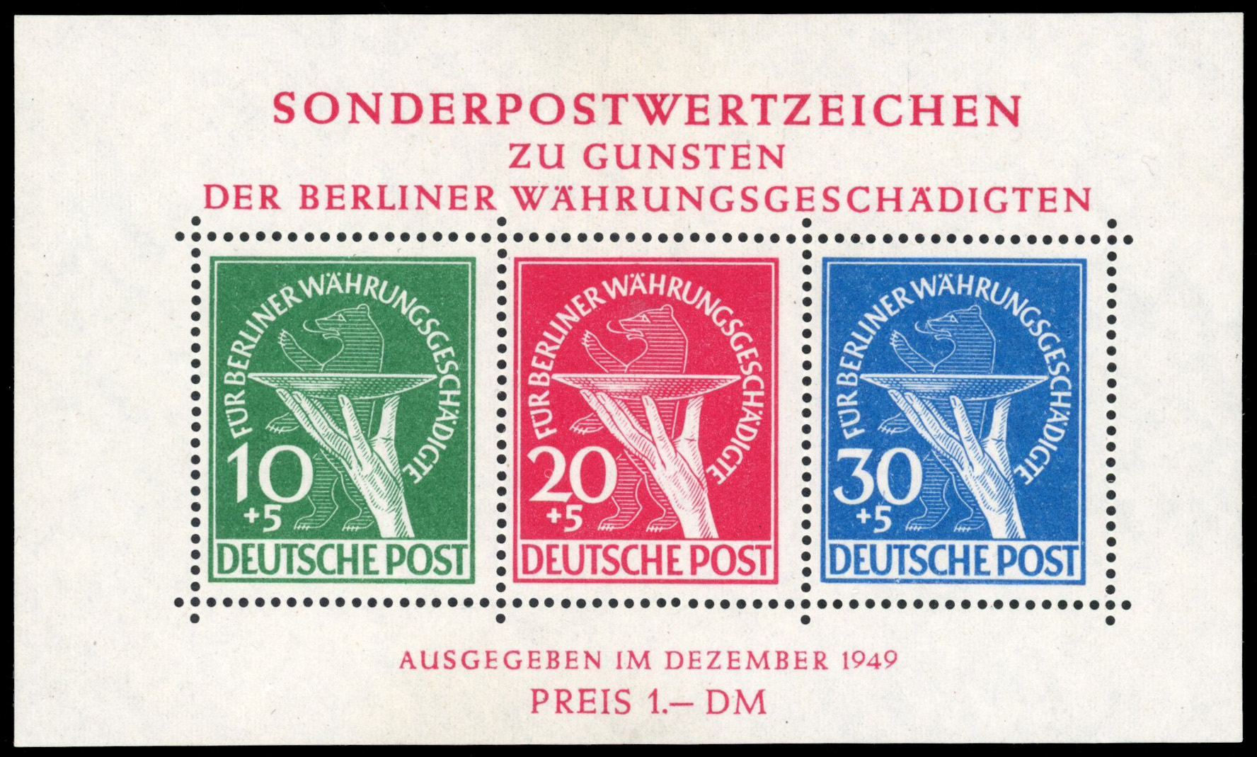 Berlin 1949 Berlin Relief Fund miniature sheet unmounted o.g.