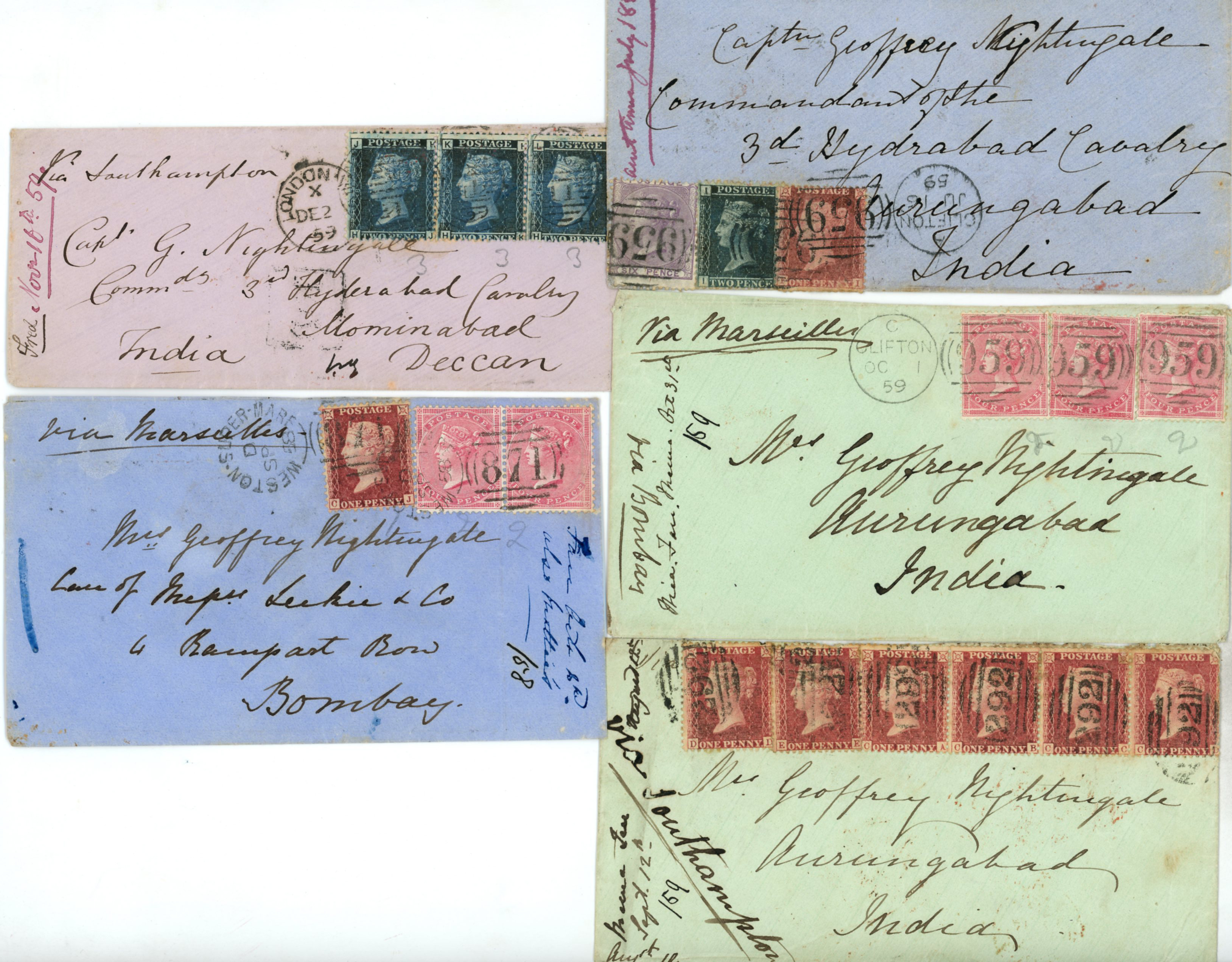 POSTAL HISTORY: 1858-59 five covers from...