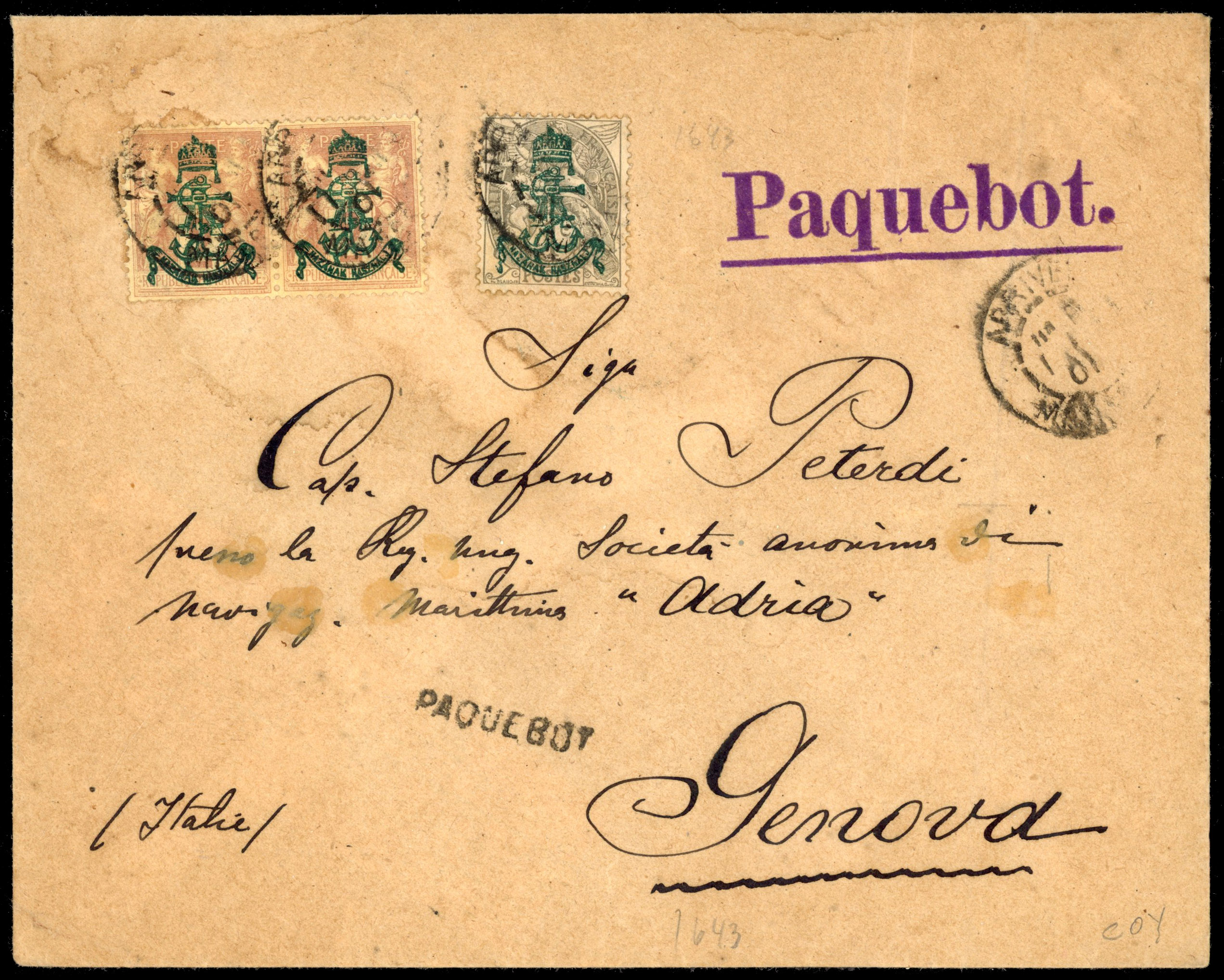Austro-Hungarian Mediterranean Shipping Line 1901 France cover