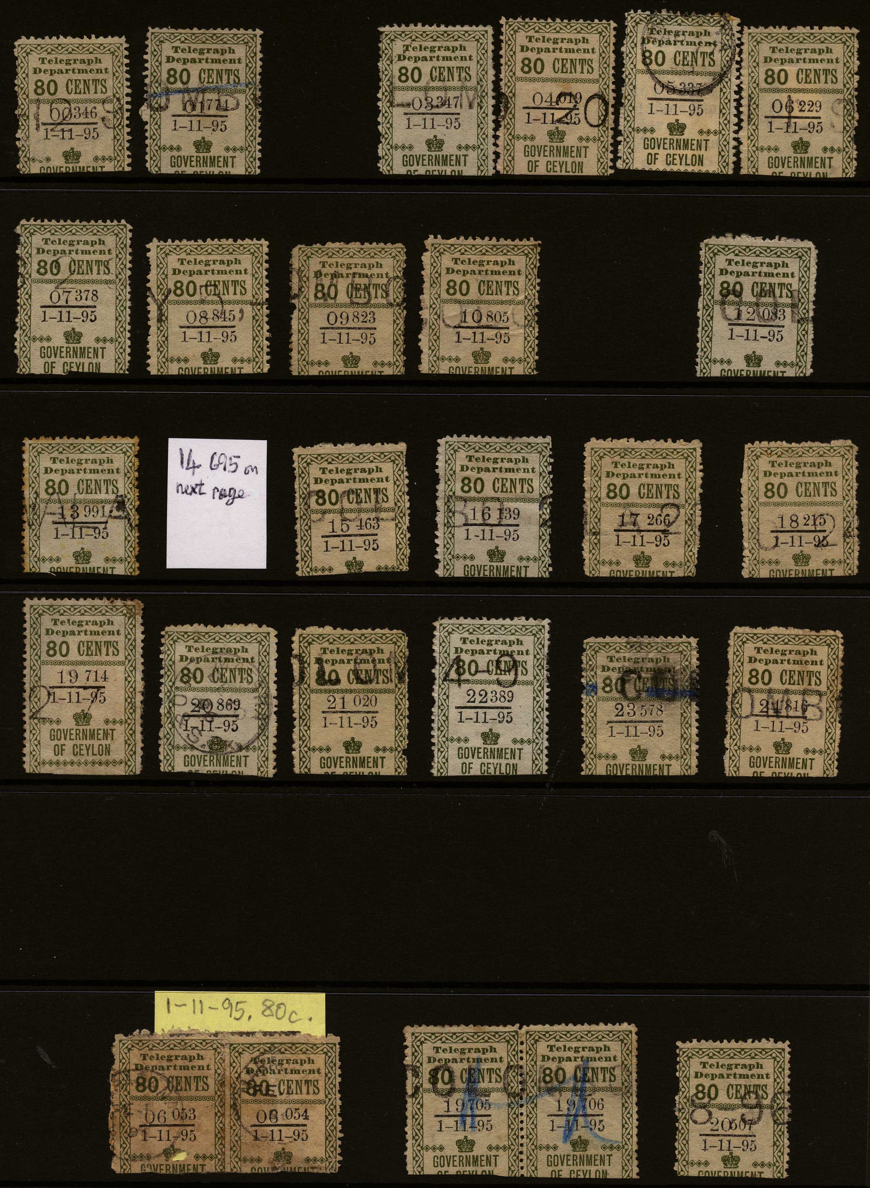 1895 20ct, 40ct, 60ct and 80ct used range...