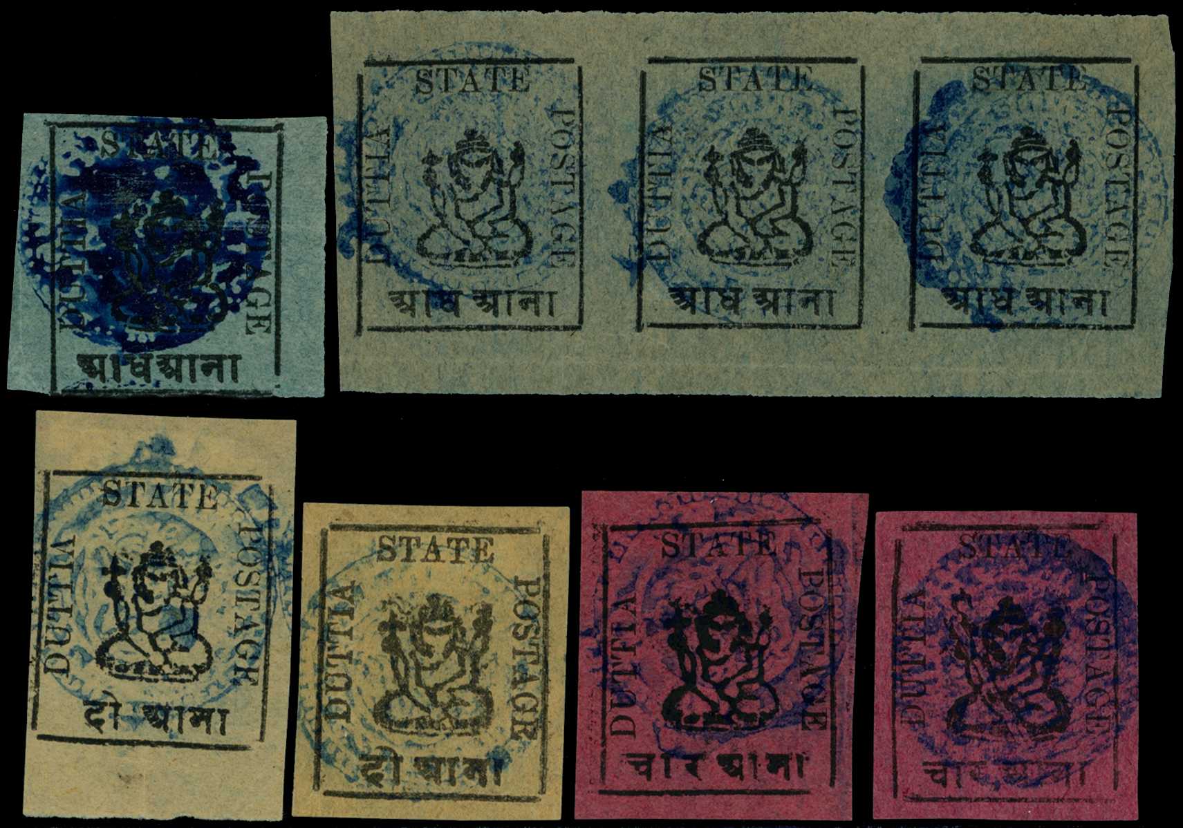 1897-8 ½a black on green paper value in...