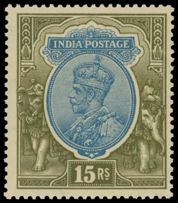1926-33 Nasik ptg 15r blue and olive...